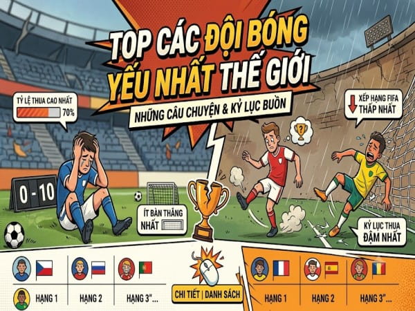 TOP các đội bóng yếu nhất thế giới thành tích khiêm tốn