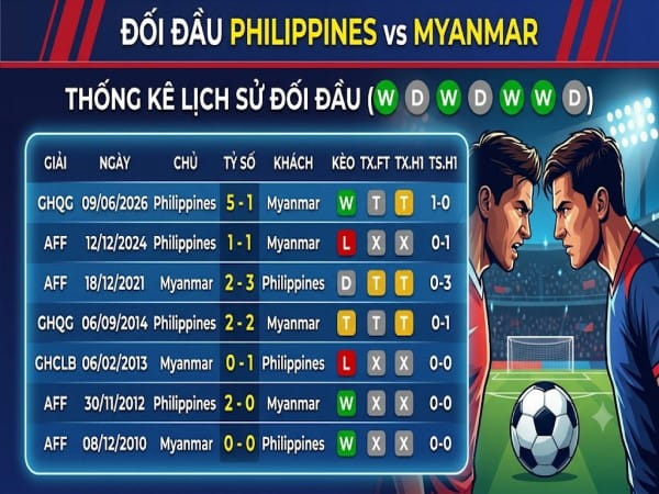Đối đầu Philippines vs Myanmar